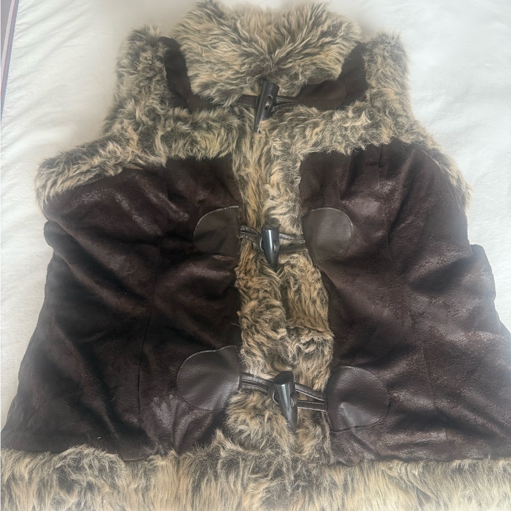 Last Kiss Brown and Tan Faux Fur Vest